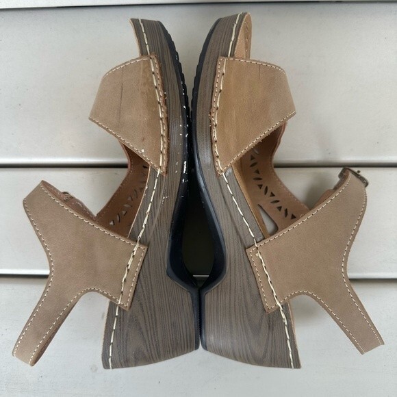 Patrizia Perfectay Buckle Slingback Cut Out Design Brown Open Toe Sandals 7 - Picture 4 of 6